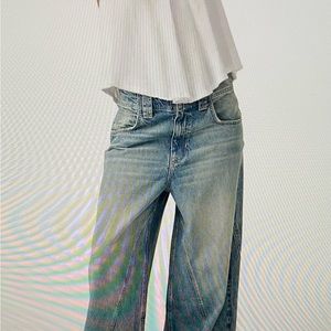 We The Free High Rise Wide Leg Pull On Jeans Womens Small Light Blue Denim Pants